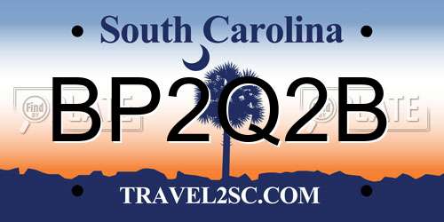 BP2Q2B South Carolina License Plate