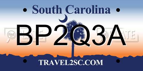 BP2Q3A South Carolina License Plate