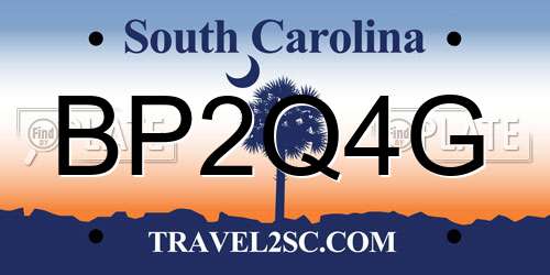 BP2Q4G South Carolina License Plate