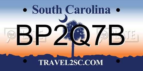 BP2Q7B South Carolina License Plate