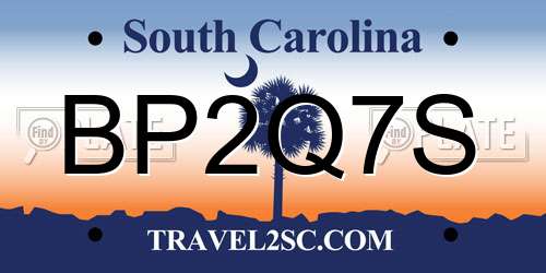 BP2Q7S South Carolina License Plate