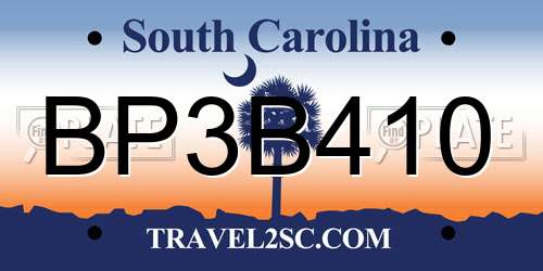 BP3B410 South Carolina License Plate