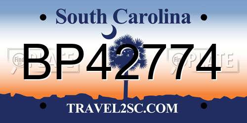 BP42774 South Carolina License Plate
