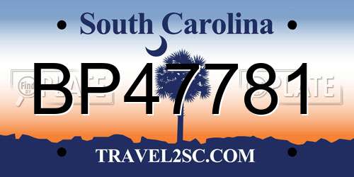 BP47781 South Carolina License Plate