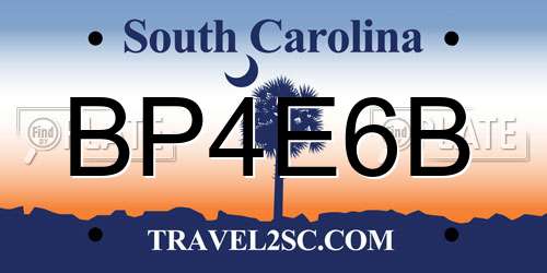 BP4E6B South Carolina License Plate