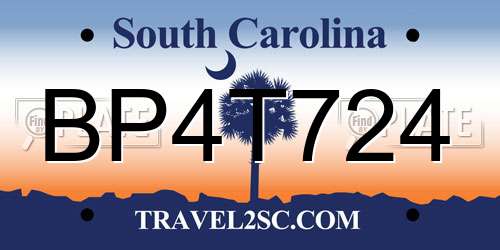 BP4T724 South Carolina License Plate
