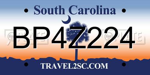 BP4Z224 South Carolina License Plate