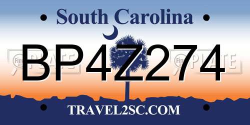BP4Z274 South Carolina License Plate