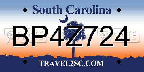 BP4Z724 South Carolina License Plate