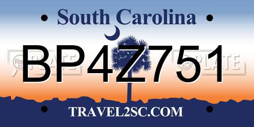 BP4Z751 South Carolina License Plate