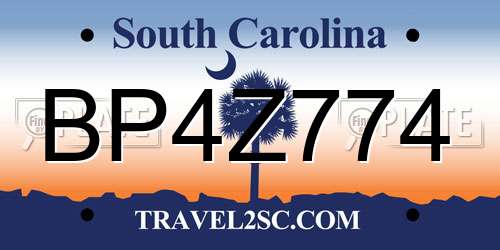 BP4Z774 South Carolina License Plate