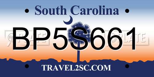BP5S661 South Carolina License Plate