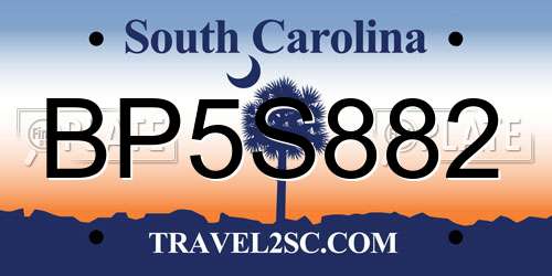 BP5S882 South Carolina License Plate