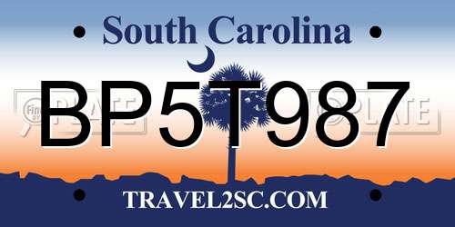 BP5T987 South Carolina License Plate