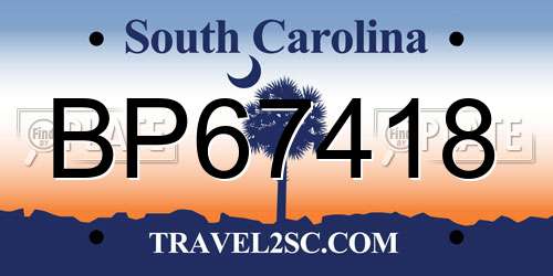 BP67418 South Carolina License Plate