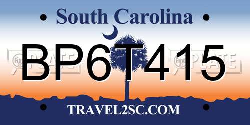 BP6T415 South Carolina License Plate
