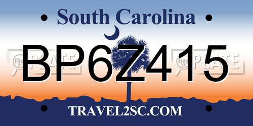 BP6Z415 South Carolina License Plate