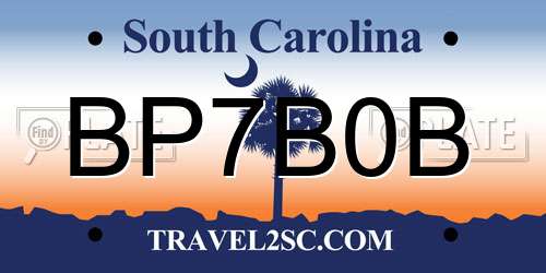 BP7B0B South Carolina License Plate