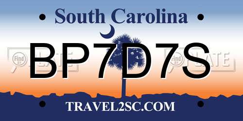 BP7D7S South Carolina License Plate