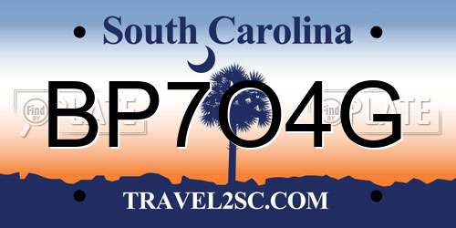 BP7O4G South Carolina License Plate