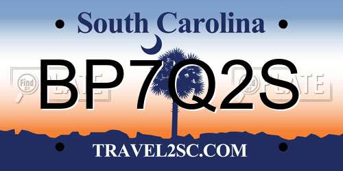 BP7Q2S South Carolina License Plate
