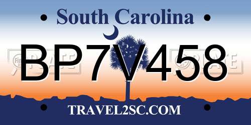 BP7V458 South Carolina License Plate
