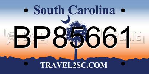 BP85661 South Carolina License Plate