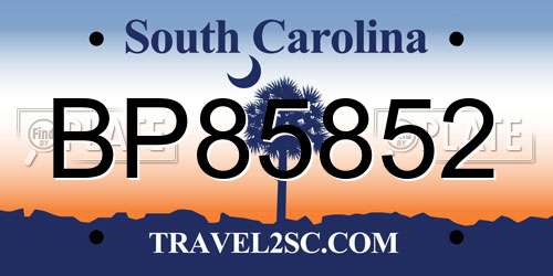 BP85852 South Carolina License Plate
