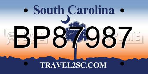 BP87987 South Carolina License Plate