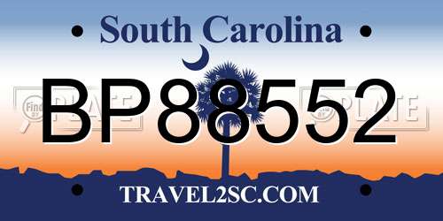 BP88552 South Carolina License Plate