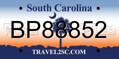BP88852 South Carolina License Plate