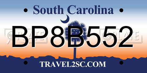 BP8B552 South Carolina License Plate