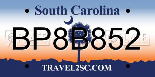 BP8B852 South Carolina License Plate