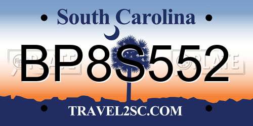 BP8S552 South Carolina License Plate