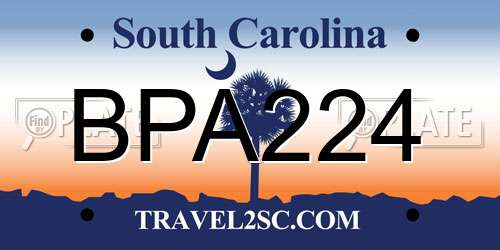 BPA224 South Carolina License Plate