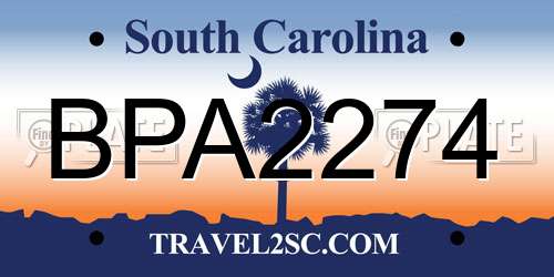 BPA2274 South Carolina License Plate