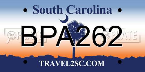 BPA262 South Carolina License Plate