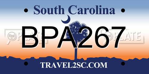 BPA267 South Carolina License Plate