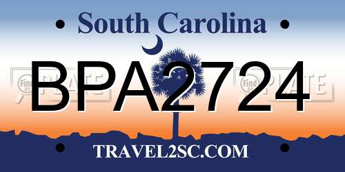 BPA2724 South Carolina License Plate
