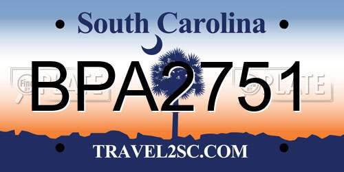 BPA2751 South Carolina License Plate