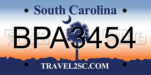 BPA3454 South Carolina License Plate