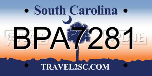 BPA7281 South Carolina License Plate