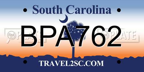 BPA762 South Carolina License Plate