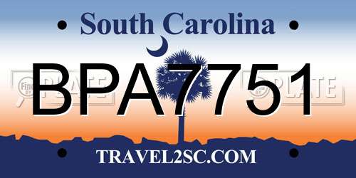 BPA7751 South Carolina License Plate
