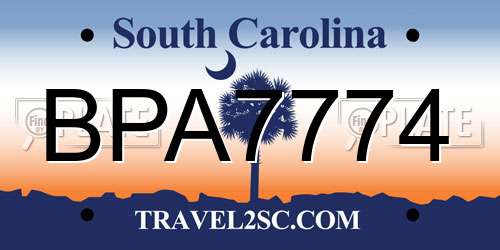 BPA7774 South Carolina License Plate