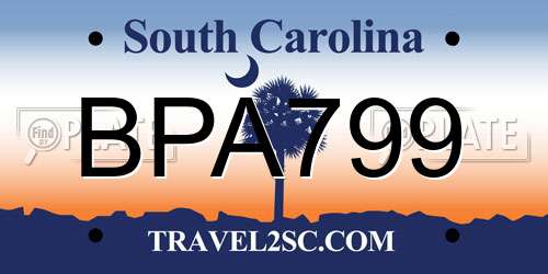 BPA799 South Carolina License Plate