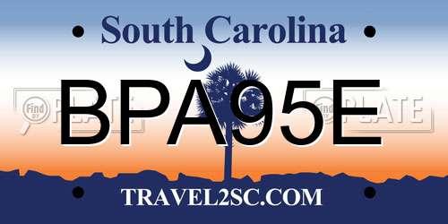 BPA95E South Carolina License Plate