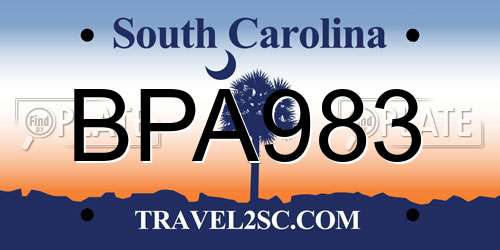 BPA983 South Carolina License Plate