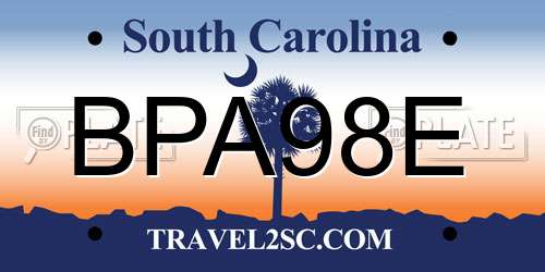 BPA98E South Carolina License Plate