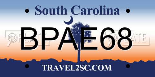 BPAE68 South Carolina License Plate